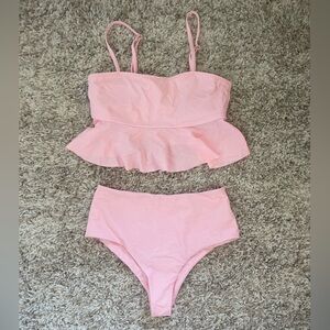 NEW Pink ruffled Bikini Top and Bottom Set